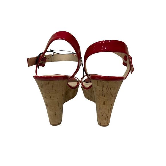 Nine West Sandal Women 9.5 Leather Platform Wedge Slingback Ankle Strap Open Toe - Picture 5 of 9